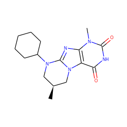 C[C@H]1CN(C2CCCCC2)c2nc3c(c(=O)[nH]c(=O)n3C)n2C1 ZINC000006498711