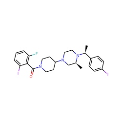 C[C@H]1CN(C2CCN(C(=O)c3c(F)cccc3I)CC2)CCN1[C@@H](C)c1ccc(I)cc1 ZINC000027517442