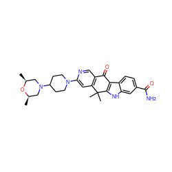 C[C@H]1CN(C2CCN(c3cc4c(cn3)C(=O)c3c([nH]c5cc(C(N)=O)ccc35)C4(C)C)CC2)C[C@@H](C)O1 ZINC000114802624