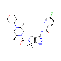 C[C@H]1CN(C2CCOCC2)[C@H](C)CN1C(=O)N1Cc2c(NC(=O)c3ccc(Cl)cn3)n[nH]c2C1(C)C ZINC000114182482