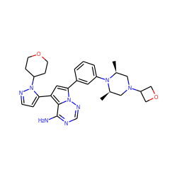 C[C@H]1CN(C2COC2)C[C@@H](C)N1c1cccc(-c2cc(-c3ccnn3C3CCOCC3)c3c(N)ncnn23)c1 ZINC001772638598