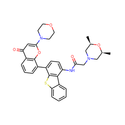 C[C@H]1CN(CC(=O)Nc2ccc(-c3cccc4c(=O)cc(N5CCOCC5)oc34)c3sc4ccccc4c23)C[C@@H](C)O1 ZINC000101696171