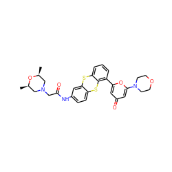 C[C@H]1CN(CC(=O)Nc2ccc3c(c2)Sc2cccc(-c4cc(=O)cc(N5CCOCC5)o4)c2S3)C[C@@H](C)O1 ZINC000653693436