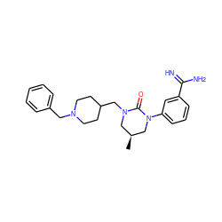 C[C@H]1CN(CC2CCN(Cc3ccccc3)CC2)C(=O)N(c2cccc(C(=N)N)c2)C1 ZINC001772616181