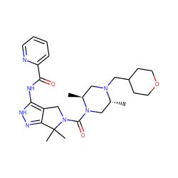 C[C@H]1CN(CC2CCOCC2)[C@H](C)CN1C(=O)N1Cc2c(n[nH]c2NC(=O)c2ccccn2)C1(C)C ZINC000068207371