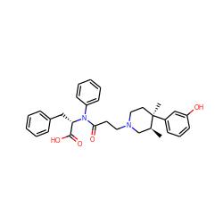 C[C@H]1CN(CCC(=O)N(c2ccccc2)[C@@H](Cc2ccccc2)C(=O)O)CC[C@@]1(C)c1cccc(O)c1 ZINC000029126476