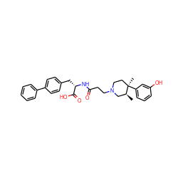 C[C@H]1CN(CCC(=O)N[C@@H](Cc2ccc(-c3ccccc3)cc2)C(=O)O)CC[C@@]1(C)c1cccc(O)c1 ZINC000029126548