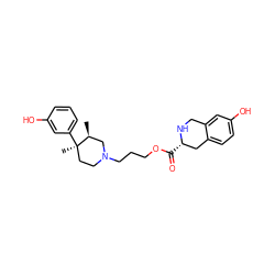 C[C@H]1CN(CCCOC(=O)[C@H]2Cc3ccc(O)cc3CN2)CC[C@@]1(C)c1cccc(O)c1 ZINC000169335087