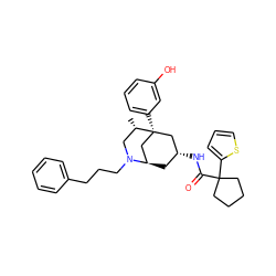 C[C@H]1CN(CCCc2ccccc2)[C@@H]2C[C@@H](NC(=O)C3(c4cccs4)CCCC3)C[C@@]1(c1cccc(O)c1)C2 ZINC000038147756