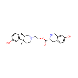 C[C@H]1CN(CCOC(=O)[C@H]2Cc3ccc(O)cc3CN2)CC[C@@]1(C)c1cccc(O)c1 ZINC000169335085