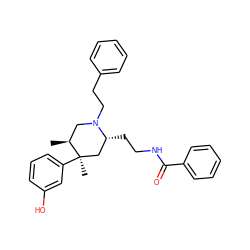 C[C@H]1CN(CCc2ccccc2)[C@H](CCNC(=O)c2ccccc2)C[C@@]1(C)c1cccc(O)c1 ZINC000028568083