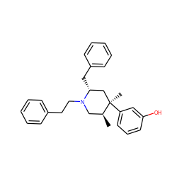 C[C@H]1CN(CCc2ccccc2)[C@H](Cc2ccccc2)C[C@@]1(C)c1cccc(O)c1 ZINC000028568070