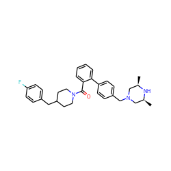 C[C@H]1CN(Cc2ccc(-c3ccccc3C(=O)N3CCC(Cc4ccc(F)cc4)CC3)cc2)C[C@@H](C)N1 ZINC000040936218