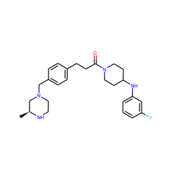 C[C@H]1CN(Cc2ccc(CCC(=O)N3CCC(Nc4cccc(F)c4)CC3)cc2)CCN1 ZINC000034849861