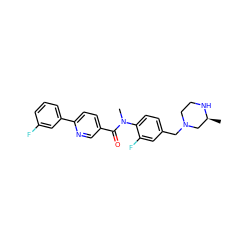 C[C@H]1CN(Cc2ccc(N(C)C(=O)c3ccc(-c4cccc(F)c4)nc3)c(F)c2)CCN1 ZINC000095598478