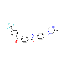 C[C@H]1CN(Cc2ccc(N(C)C(=O)c3ccc(C(=O)c4ccc(C(F)(F)F)cc4)cc3)cc2)CCN1 ZINC000095598563