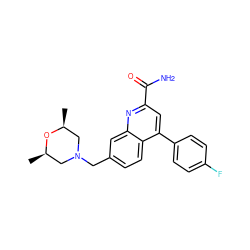 C[C@H]1CN(Cc2ccc3c(-c4ccc(F)cc4)cc(C(N)=O)nc3c2)C[C@@H](C)O1 ZINC001772642802