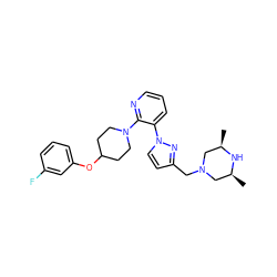 C[C@H]1CN(Cc2ccn(-c3cccnc3N3CCC(Oc4cccc(F)c4)CC3)n2)C[C@@H](C)N1 ZINC000095598496