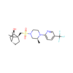 C[C@H]1CN(S(=O)(=O)C[C@]23CC[C@H](C[C@H]2O)C3(C)C)CCN1c1ccc(C(F)(F)F)cn1 ZINC000040401479