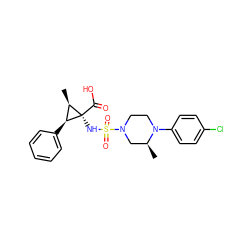 C[C@H]1CN(S(=O)(=O)N[C@@]2(C(=O)O)[C@H](C)[C@@H]2c2ccccc2)CCN1c1ccc(Cl)cc1 ZINC000071319199