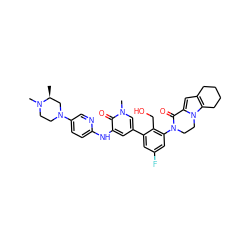 C[C@H]1CN(c2ccc(Nc3cc(-c4cc(F)cc(N5CCn6c(cc7c6CCCC7)C5=O)c4CO)cn(C)c3=O)nc2)CCN1C ZINC000207411898