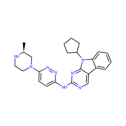 C[C@H]1CN(c2ccc(Nc3ncc4c5ccccc5n(C5CCCC5)c4n3)nn2)CCN1 ZINC000169706749