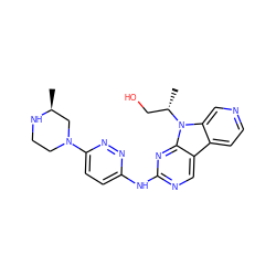 C[C@H]1CN(c2ccc(Nc3ncc4c5ccncc5n([C@@H](C)CO)c4n3)nn2)CCN1 ZINC000169706825