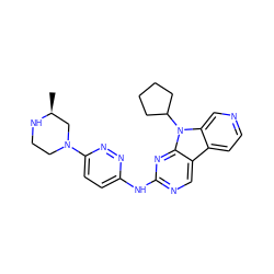 C[C@H]1CN(c2ccc(Nc3ncc4c5ccncc5n(C5CCCC5)c4n3)nn2)CCN1 ZINC000147077544