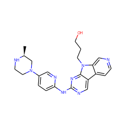 C[C@H]1CN(c2ccc(Nc3ncc4c5ccncc5n(CCCO)c4n3)nc2)CCN1 ZINC000169706801