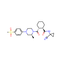 C[C@H]1CN(c2ccc(S(C)(=O)=O)cc2)CCN1C(=O)[C@@H]1CCCC[C@H]1C(=O)NC1(C#N)CC1 ZINC000095555454