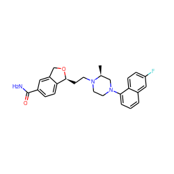 C[C@H]1CN(c2cccc3cc(F)ccc23)CCN1CC[C@@H]1OCc2cc(C(N)=O)ccc21 ZINC000473244341