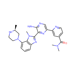 C[C@H]1CN(c2cccc3nc(-c4nc(-c5cc(C(=O)N(C)C)ccn5)cnc4N)n(C)c23)CCN1 ZINC000653851523