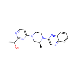 C[C@H]1CN(c2ccnc([C@@H](C)O)n2)CCN1c1cnc2ccccc2n1 ZINC000013472187