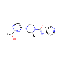 C[C@H]1CN(c2ccnc([C@@H](C)O)n2)CCN1c1nc2ccncc2o1 ZINC000013472186