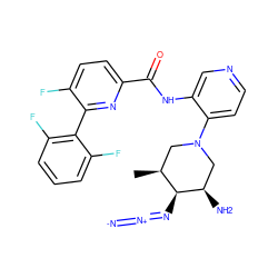 C[C@H]1CN(c2ccncc2NC(=O)c2ccc(F)c(-c3c(F)cccc3F)n2)C[C@@H](N)[C@H]1N=[N+]=[N-] ZINC000207182152