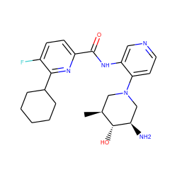 C[C@H]1CN(c2ccncc2NC(=O)c2ccc(F)c(C3CCCCC3)n2)C[C@@H](N)[C@@H]1O ZINC000139977337