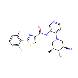 C[C@H]1CN(c2ccncc2NC(=O)c2csc(-c3c(F)cccc3F)n2)C[C@@H](N)[C@@H]1O ZINC000141451659