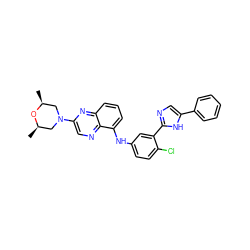 C[C@H]1CN(c2cnc3c(Nc4ccc(Cl)c(-c5ncc(-c6ccccc6)[nH]5)c4)cccc3n2)C[C@@H](C)O1 ZINC000095577904