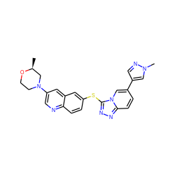 C[C@H]1CN(c2cnc3ccc(Sc4nnc5ccc(-c6cnn(C)c6)cn45)cc3c2)CCO1 ZINC000204956393