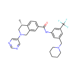 C[C@H]1CN(c2cncnc2)Cc2cc(C(=O)Nc3cc(CN4CCCCC4)cc(C(F)(F)F)c3)ccc21 ZINC001772590849