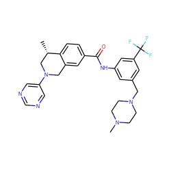 C[C@H]1CN(c2cncnc2)Cc2cc(C(=O)Nc3cc(CN4CCN(C)CC4)cc(C(F)(F)F)c3)ccc21 ZINC001772589586