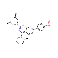 C[C@H]1CN(c2nc(N3CCOC[C@@H]3C)c3ccc(-c4ccc([N+](=O)[O-])cc4)nc3n2)C[C@@H](C)O1 ZINC000139527173