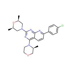 C[C@H]1CN(c2nc(N3CCOC[C@@H]3C)c3ccc(-c4ccc(Cl)cc4)nc3n2)C[C@@H](C)O1 ZINC000138970728