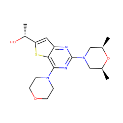 C[C@H]1CN(c2nc(N3CCOCC3)c3sc([C@@H](C)O)cc3n2)C[C@@H](C)O1 ZINC001772593830