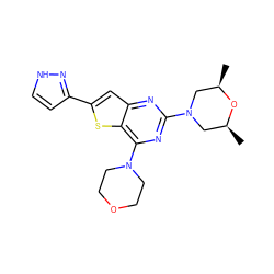 C[C@H]1CN(c2nc(N3CCOCC3)c3sc(-c4cc[nH]n4)cc3n2)C[C@@H](C)O1 ZINC001772621857