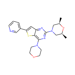 C[C@H]1CN(c2nc(N3CCOCC3)c3sc(-c4cccnc4)cc3n2)C[C@@H](C)O1 ZINC001772619692