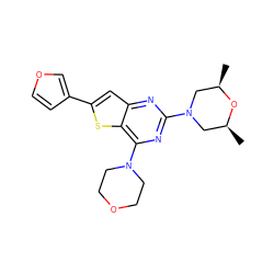 C[C@H]1CN(c2nc(N3CCOCC3)c3sc(-c4ccoc4)cc3n2)C[C@@H](C)O1 ZINC001772572164