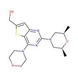 C[C@H]1CN(c2nc(N3CCOCC3)c3sc(CO)cc3n2)C[C@@H](C)O1 ZINC001772588903