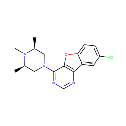 C[C@H]1CN(c2ncnc3c2oc2ccc(Cl)cc23)C[C@@H](C)N1C ZINC000049087777