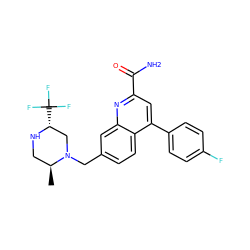 C[C@H]1CN[C@H](C(F)(F)F)CN1Cc1ccc2c(-c3ccc(F)cc3)cc(C(N)=O)nc2c1 ZINC000221603724